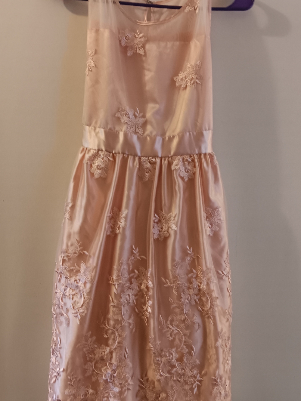 Girls Crb Formal Look  Blush Pink Embroidered Satin Dress